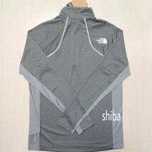 THE NORTH FACE ノースフェイス　長袖 ハーフジップ 灰色 白 ロゴ ストレッチ 速乾 海外Sサイズ_画像5