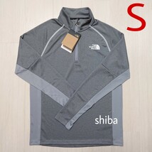 THE NORTH FACE ノースフェイス　長袖 ハーフジップ 灰色 白 ロゴ ストレッチ 速乾 海外Sサイズ_画像1