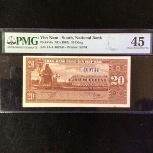 World Banknote Grading SOUTH VIET NAM《National Bank》20 Dong【1962】『PMG Grading Choice Extremely Fine 45』