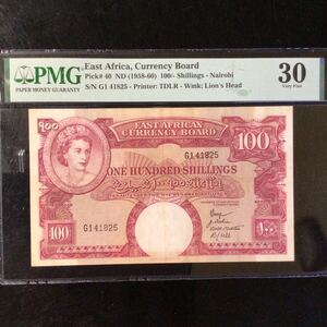 World Banknote Grading EAST AFRICA《Currency Board》100 Shillings【1958-60】『PMG Grading Very Fine 30』