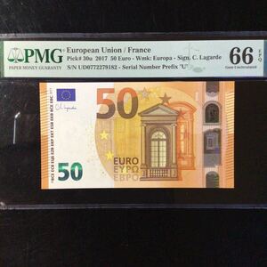 World Banknote Grading EUROPEAN UNION《France》50 Euro【2017】『PMG Grading Gem Uncirculated 66 EPQ』