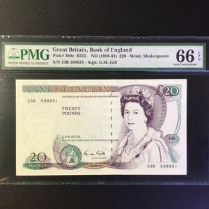 World Banknote Grading GREAT BRITAIN《Bank of England》20 Pounds【1988-91】〔Missing Print Error〕『PMG Grading Gem Unc 66 EPQ』