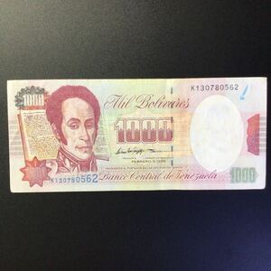 World Paper Money VENEZUELA 1000 Bolivares【1998】