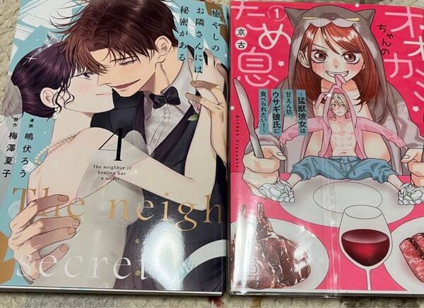 癒やしのお隣さんには秘密がある4巻 オオカミちゃんのため息1巻 レンタル落 初版本 2冊セット