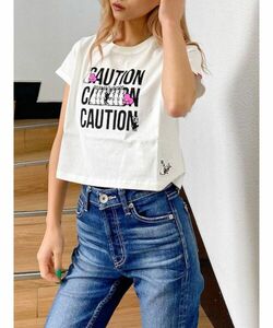 GYDA ジェイダ GYDAX#FR2梅 Rubbie Bunny CAUTION ショートTシャツ