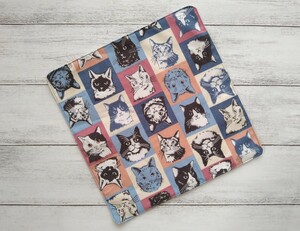  gauze handkerchie block cat blue pink series hand made 