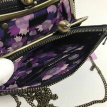 未使用　◆ ANNA SUI チェーン　口金　がま口　ショルダーバッグ　財布　2way レザー　ブラック　定価　27500円_画像9