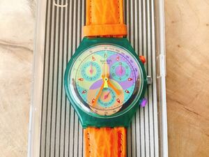 【Swatch】ヴィンテージ スウォッチ　AG 1992 SCL 102 SOUND　クロノ　1992年モデル　腕時計　革ベルト　電池交換済み