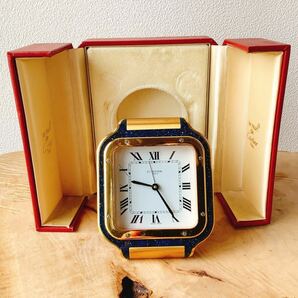 不稼働品【Cartier】カルティエ 7508 サントス トラベルクロック 卓上クロック 白文字盤 置時計の画像1