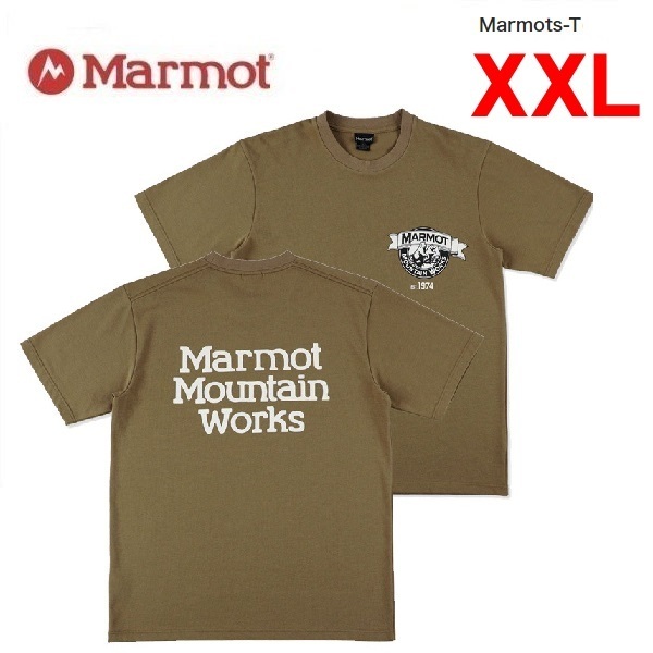 Marmot マーモット マーモッツTシャツ ベージュ XXL　TSSMC407　メンズ　Ｔシャツ　アウトドア