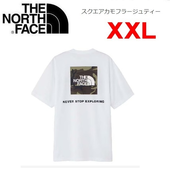 THE NORTH FACE ザノースフェイス スクエアカモフラージュＴシャツ ホワイト XXL　NT32437　メンズ　バックプリント　アウトドア