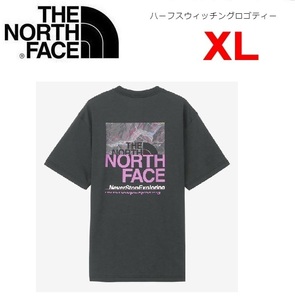 THE NORTH FACE ザノースフェイス ハーフスウィッチングロゴＴシャツ ブラック XL　NT32458　メンズモデル　バックプリント