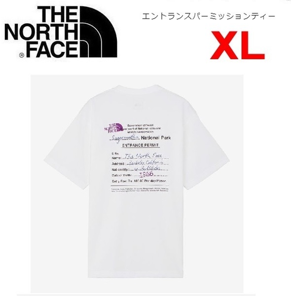 THE NORTH FACE ザノースフェイス エントランスパーミッションＴシャツ ホワイト XL　NT32439　メンズ　バックプリント　アウトドア