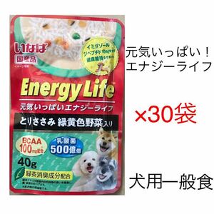 いなば 送料無料!エナジーライフ とりささみ緑黄色野菜入り　40g×30 国産品　犬用おやつ　ドッグフード ウェットフード パウチ 2024年9月