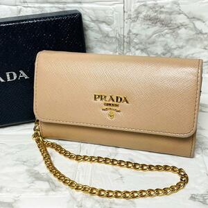 プラダ　PRADA ミニチェーンウォレット　サフィアーノ ミニ　財布　チェーンショルダー