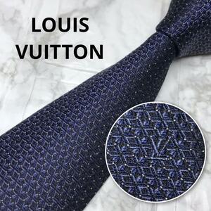 至高の光沢　LOUISVUITTON ルイヴィトン ネクタイ　ネイビー