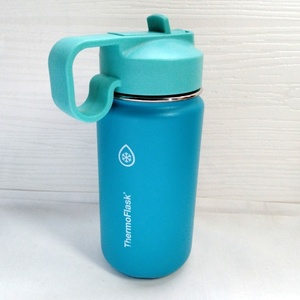 サーモフラスク ThermoFlask ステンレス 小型ボトル 414ｍｌ 0.4L 水色 BPAフリー