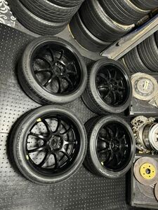 WORK EMOTION エモーション D9R 19インチ 8.5J＋38 4本通し PCD114.3 5穴 ブラック 225/45ZR19 歪み有