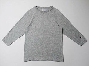 USA製　Champion　チャンピオン　ラグランスリーブ　Tシャツ　正規品　T1011　ヘビーウェイト　七分袖　ワッペンロゴ　コットンレーヨン