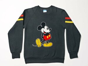 オールド◆　USA製　Disney　ディズニー　Mickey Mouse　ミッキーマウス　スウェット　90s　フロッキープリント　トレーナー　Sサイズ