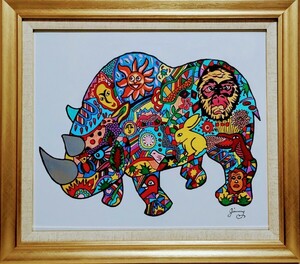 Art hand Auction [F10 size] Jimmy Onishi (Africa) [Replica] / Guaranteed to be hand-painted / Large hand-painted work / Signed / Painting / Oil painting / Acrylic / Frame (Search) Yayoi Kusama, Painting, Oil painting, Animal paintings