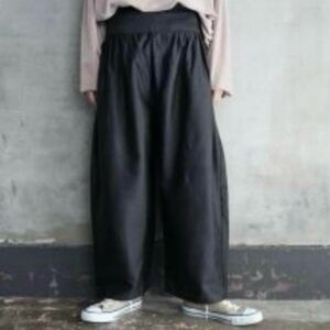 BUNON Silk Khadi Side Button Pants ブラックL ブノン