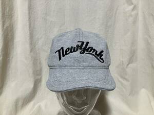 NEW ERA NEW YORK ニューエラ ニューヨーク刺繍入り つば付きキャップ/帽子 つば先に針金?入り グレー/黒 中古品 日本製