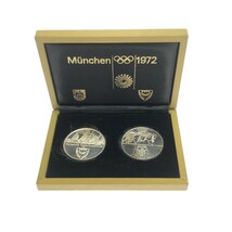 【記念コイン 2枚セット】1972年 ミュンヘン オリンピック 銀貨 純銀 専用ケース付き シルバー 五輪 Munchen コレクション 収集 現状 M755_画像1