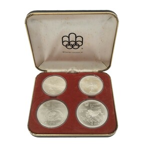 【記念コイン 4枚セット 】1976年 モントリオール オリンピック 10ドル×2 5ドル×2 銀貨 専用ケース付 五輪 シルバー カナダ 現状 M770