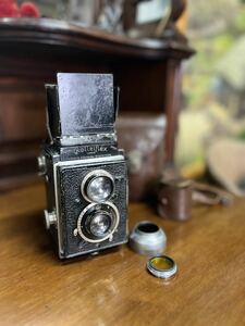 ローライフレックス Rolleiflex 1:3.1 f=7.5cm ケース付 黄色レンズ付 レトロ 動作未確認 カメラ 部品取りに