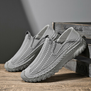  slip-on shoes new goods * men's outdoor sandals sneakers driving shoes mesh beach sandals [8263] gray 27.5cm