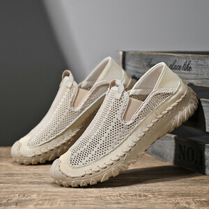  slip-on shoes new goods * men's outdoor sandals sneakers driving shoes mesh beach sandals [8263] sand color 27.5cm