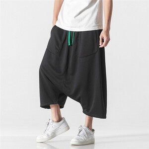  Aladdin pants cropped pants sarouel pants summer men's * new goods piece . Hawaiian sea 7 minute height bottoms [K170] black L