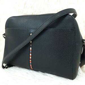 1 jpy ~[ ultimate beautiful goods ]Paul Smith Paul Smith shoulder bag leather multi stripe square black black 