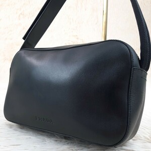1 иен ~[ превосходный товар ]PRADA Prada сумка на плечо квадратное en Boss Logo кожа чёрный наклонный .. черный 