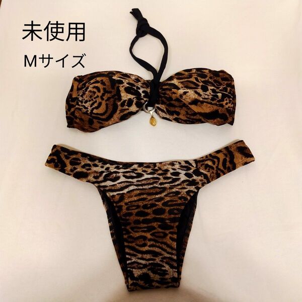 DE CHELLES AQUA ヒョウ柄ビキニ