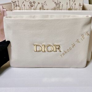 新品未使用 ディオール コットン ファブリックコレクション クラッチ フラット ケース アイボリー DIOR メタルロゴ 107