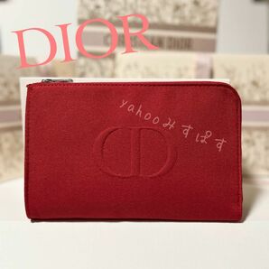 SALE 処分価格★ 新品 ディオール DIOR ロングウォレット型 L字ファスナー レッド フラット ポーチ 長財布 109