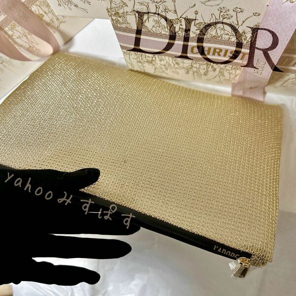 新品未開封 ディオール DIOR ゴールド メッシュ ジャドール フラット ポーチ クラッチバッグ 212