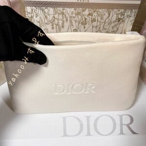 新品未開封 ディオール DIOR アイボリー 型押し フラット ポーチ クラッチバッグ 213 ポーチ