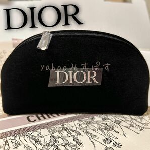 未開封新品 DIOR メタルロゴ ベロア ブラック ポーチ ラウンドジップ 人気デザイン 209