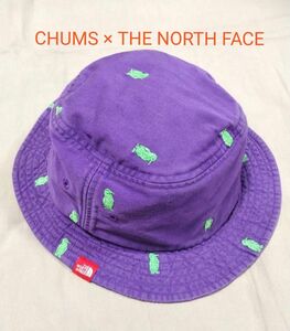 CHUMS×THE NORTH FACEコラボ バケットハット ブービーバード刺繍 紫×黄緑 【最終値下げ】