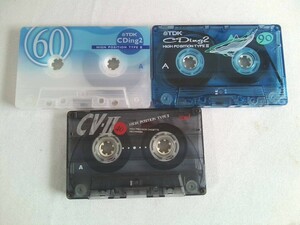 3本セット★中古カセットテープ　 HIGH POSITION TYPEⅡ　ＴＤＫ　　CDing 2（2本 ）、CV-Ⅱ（1本）◆爪あり