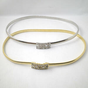 refle[ Showa Retro ] belt lady's small belt Sune -k chain 2 ps set sale gold silver Gold silver iron [①]