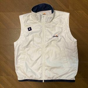 【ellesse】エレッセ　ゴルフナイロンベスト　白　ホワイト　O（LL）ゴルフウェア　 GOLF