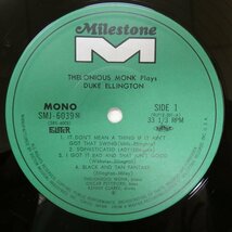 47060447;【国内盤/Milestone/MONO】Thelonious Monk / Thelonious Monk Plays Duke Ellington_画像3