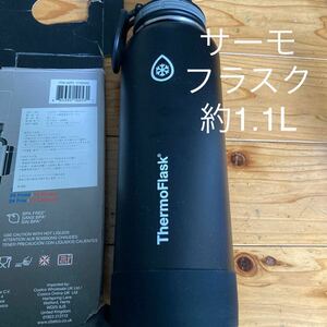  new goods unused prompt decision free shipping!ThermoFlask Thermo flask stainless steel portable thermos bottle black approximately 1.1L cost ko