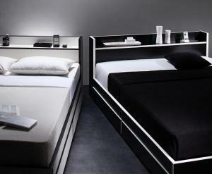  Monotone *bai color _ shelves * outlet attaching storage bed Fousterf- Star white × black edge black 