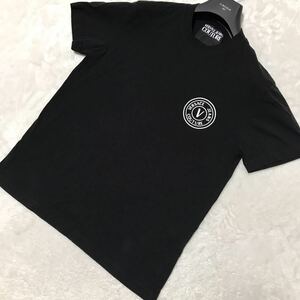 VERSACE JEANS COUTURE short sleeves shirt T-shirt size M black / black Logo men's Versace jeans kchu-ru cut and sewn 