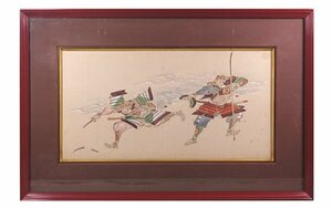 Art hand Auction ∇Flowers∇A wonderful work depicting the Battle of Yashima during the Genpei War, a hand-painted ancient painting from the mid-Edo period, around the Horeki era, and a colored painting on paper, Painting, Japanese painting, person, Bodhisattva